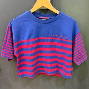 Scotch & Soda Red and Blue Striped Crop Tee